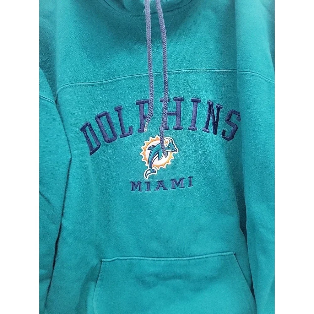 Vintage Miami Dolphins Hoodie Sweatshirt Green  XXL‎ 90s Y2K NFL